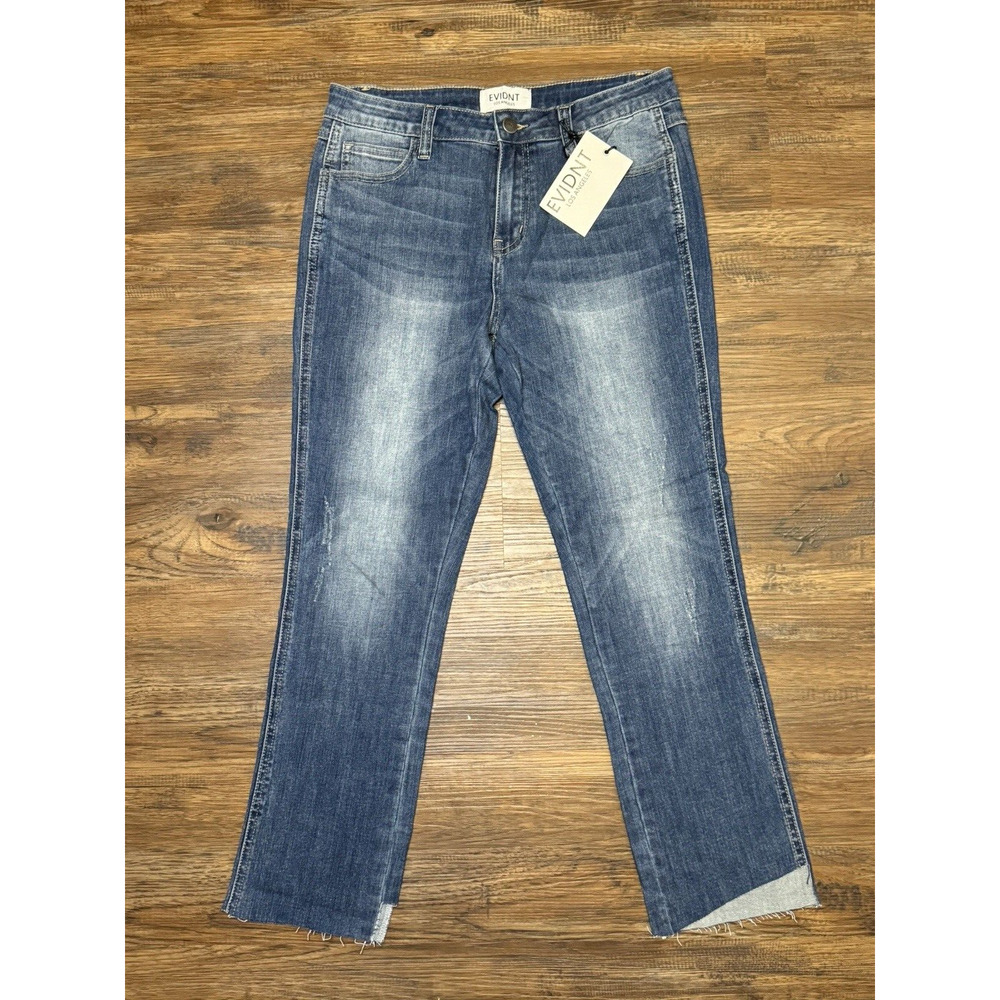 Anthropologie EVIDNT Florence Straight Leg Jeans Size 27 NWT Fun Trendy Hem